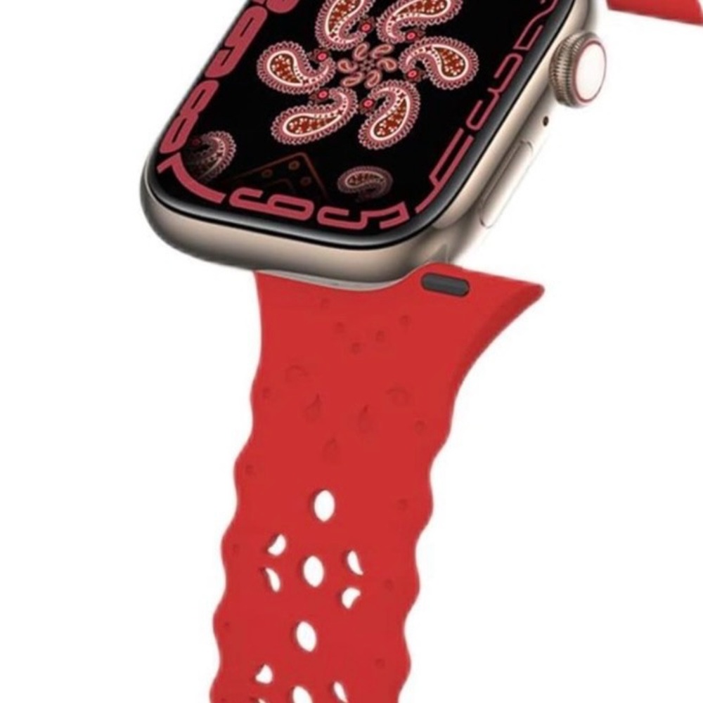 Red Floral Silicone Band Compatible with Apple Watch 38mm 40mm 41mm